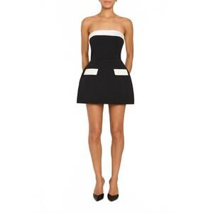 Amanda Uprichard Black and White Strapless Mini Dress Romper